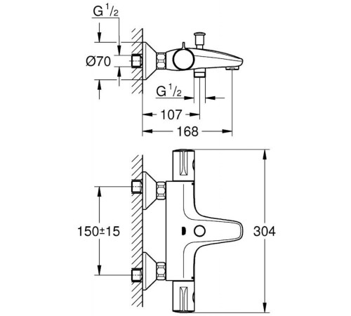 Смеситель термостатический для ванны Grohe Grohtherm 800 хром 34567000