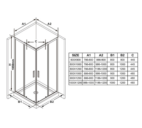 Душевая дверь Ravak Blix Slim BLSRV2K-120 черный профиль стекло Transparent X1XMG0300Z1