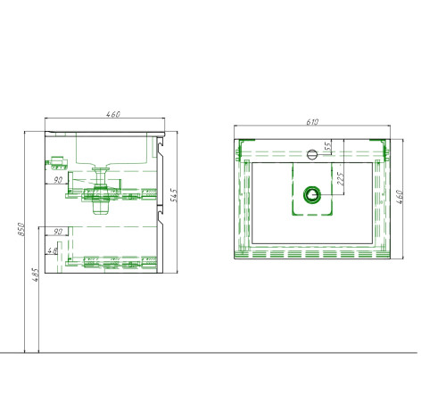Раковина мебельная AQUATEK 610х465х170 мм тонкий край AQ0460-00