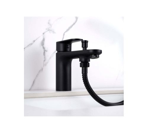 Смеситель на борт ванны Aquanet Ника на 1 отверстие матовый черный AQ1844MB