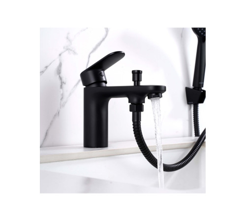 Смеситель на борт ванны Aquanet Ника на 1 отверстие матовый черный AQ1844MB