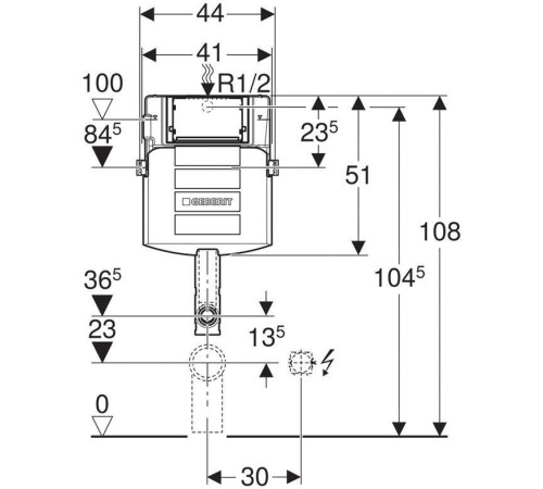 Смывной бачок скрытого монтажа Geberit Sigma 12 см 109.300.00.5