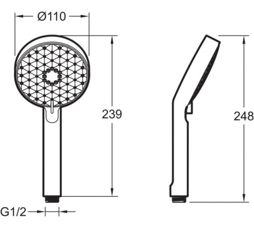 Ручной душ Jacob Delafon Awaken 110 мм матовый черный E72415-BL