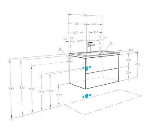 Комплект мебели для ванной Aquaton Сохо 75 Слэйт/галька серая с раковиной Элина 75 1A2581K1AJ9A0