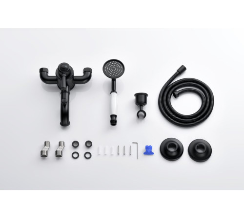 Смеситель для ванны Aquanet Классик с душевым набором матовый черный AQ1549MB