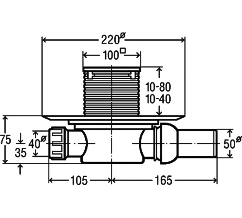 Трап для душа Viega Advantix с сухим затвором и решеткой 100х100 мм 583217