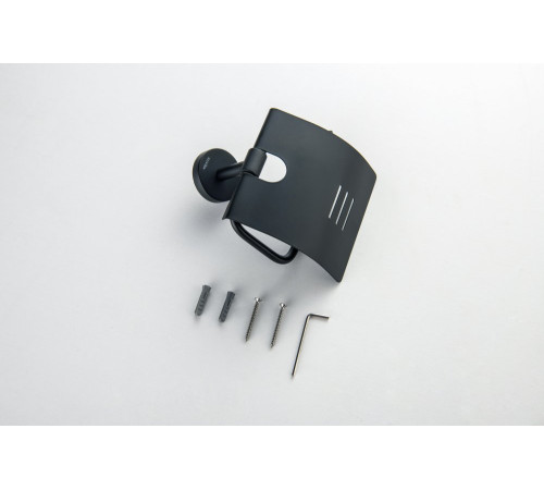 Бумагодержатель с крышкой Aquatek БЕТТА матовый черный AQ4609MB