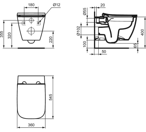 Унитаз подвесной безободковый Ideal Standard i.life B RimLS+ с сиденьем микролифт T533001