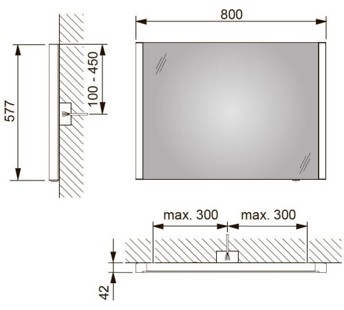 Зеркало Keuco Royal Reflex 800х577х42 мм с вертикальной LED подсветкой 14296002500