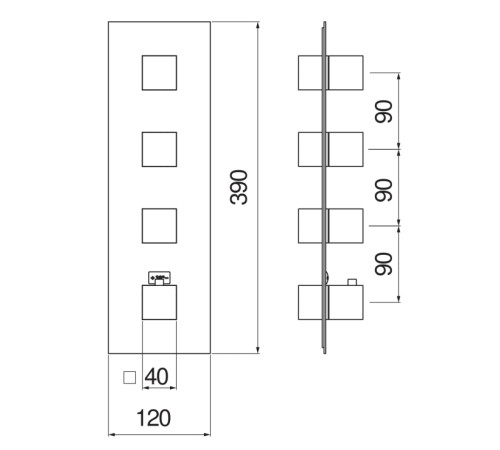 Смеситель для ванны термостатический Paffoni Seven внешняя часть 3 выхода хром WE00103/QCR