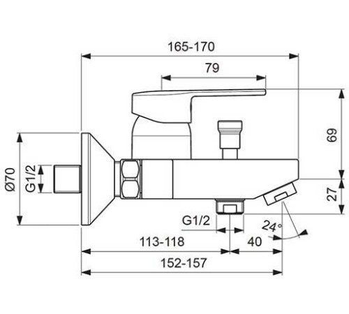 Смеситель для ванны Vidima Logik с душевым гарнитуром BA279AA