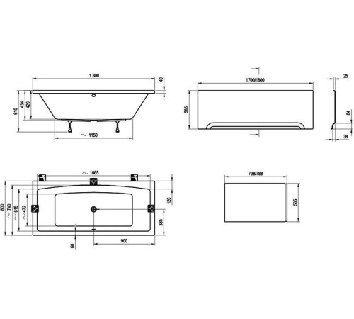 Ванна акриловая RAVAK Formy 02 180х80 см C891000000
