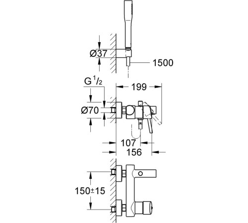 Смеситель для ванны GROHE Concetto New с душевым гарнитуром хром 32212001