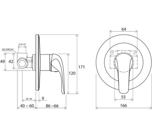 Смеситель встраиваемый RAVAK Rosa RS 062.00 без переключателя X070015