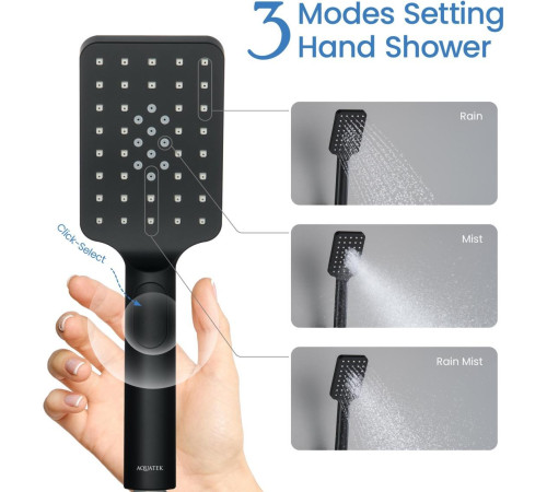 Ручной душ Aquanet Лира Select 80 3jet матовый черный AQ2005MB