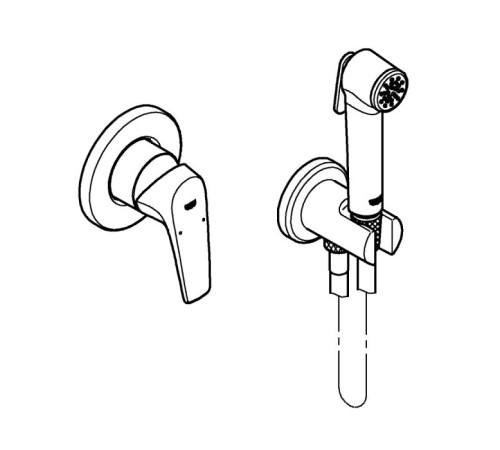 Комплект для гигиенического душа Grohe BauFlow со встраиваемым смесителем и шлангом хром 29328000