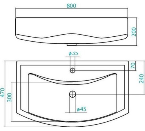 Умывальник Santek БАЛТИКА 80 см 1.WH50.1.524