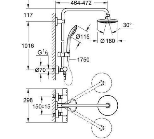 Душевая система GROHE Euphoria 180 с термостатом хром 27296001