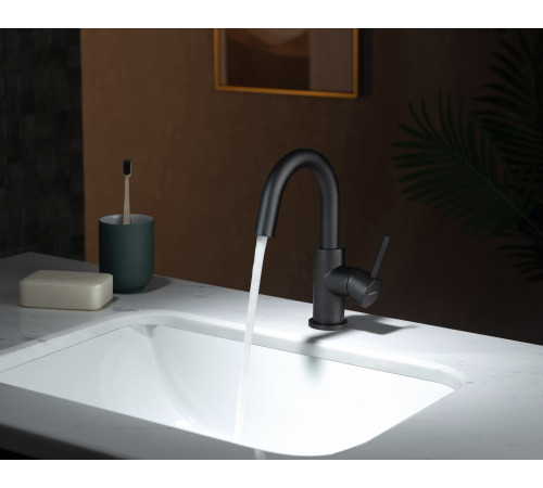 Смеситель для раковины Aquanet Europa без донного клапана матовый черный AQ1307MB