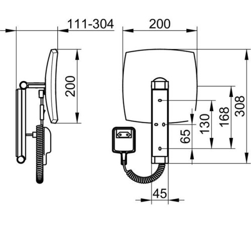 Косметическое зеркало Keuco iLook_move квадратное x5 с подсветкой и кабелем хром 17613019001
