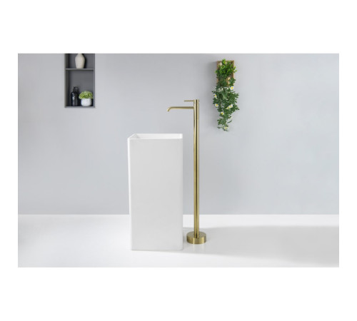 Смеситель для раковины напольный Aquanet Europa шлифованное золото AQ1309BG