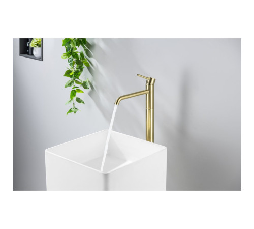 Смеситель для раковины напольный Aquanet Europa шлифованное золото AQ1309BG