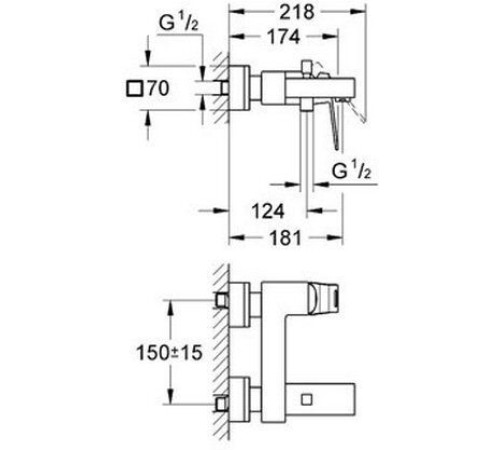 Смеситель для ванны GROHE Eurocube с душем хром 23140000