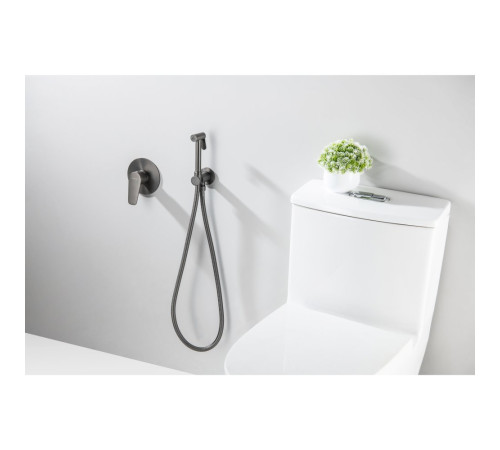 Набор с гигиеническим душем AQUATEK БЕТТА (смеситель + лейка + шланг) оружейная сталь AQ1119BGM