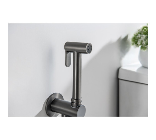 Набор с гигиеническим душем AQUATEK БЕТТА (смеситель + лейка + шланг) оружейная сталь AQ1119BGM