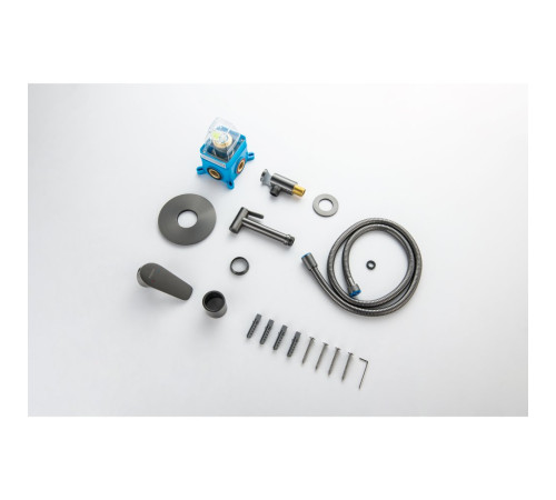 Набор с гигиеническим душем AQUATEK БЕТТА (смеситель + лейка + шланг) оружейная сталь AQ1119BGM