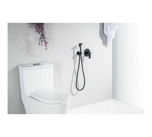 Набор с гигиеническим душем AQUATEK БЕТТА (смеситель + лейка + шланг) матовый черный AQ1119MB