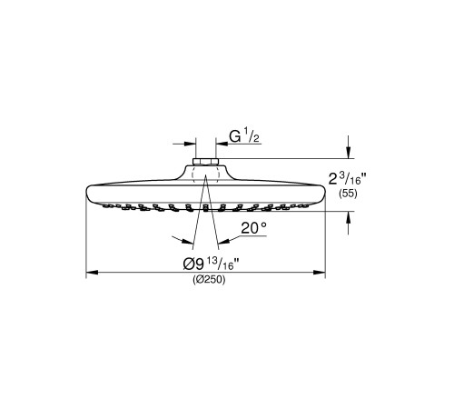 Верхний душ GROHE Tempesta 250 круглый хром/белый 26666000