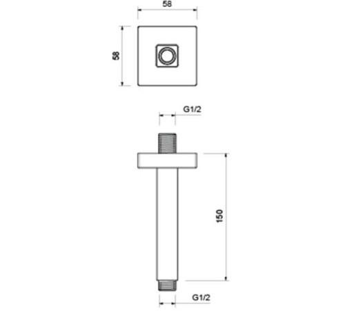 Держатель верхнего душа потолочный Aquanet 150 мм хром AQ2172CR