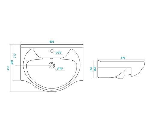 Умывальник Santek Байкал 60 см 1.WH10.9.652