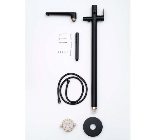 Смеситель для ванны напольный Aquanet Ника матовый черный AQ1845MB