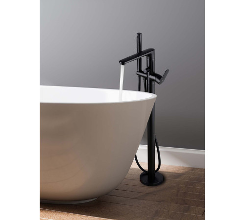 Смеситель для ванны напольный Aquanet Ника матовый черный AQ1845MB