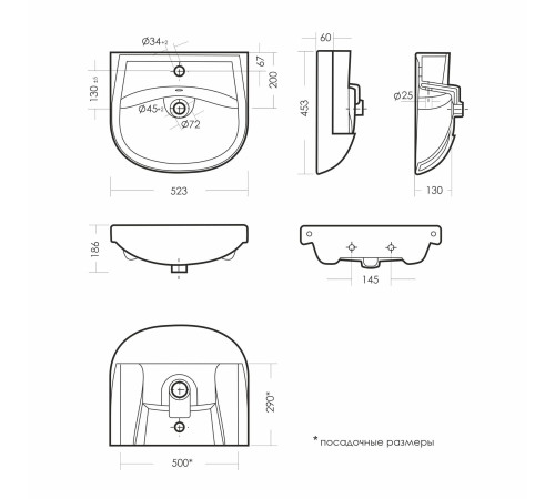 Комплект Тумба напольная Dreja Аттика-50 с умывальником Аттика 50 SET_Аттика-50/Аттика-50