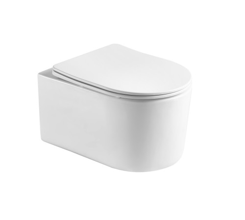 Унитаз подвесной Aquanet Мия безободковый смыв Tornado с сиденьем микролифт 490х370х340 мм AQ2004T-00