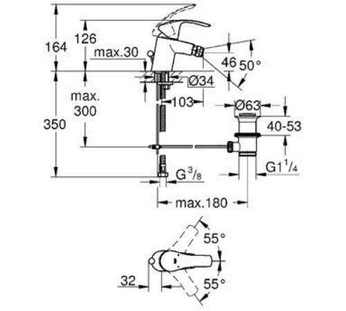 Смеситель для биде GROHE Eurosmart New с донным клапаном хром 32929002