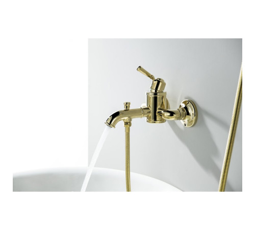 Смеситель для ванны Aquanet Классик с душевым набором полированное золото AQ1549PG