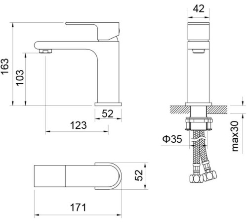 Набор смесителей 3 в 1 Aquanet Лира Set (AQ1410CR+AQ1440CR+AQ2018CR) хром AQ1430CR