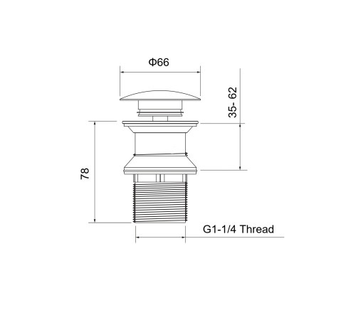 Донный клапан Aquatek Push-open без перелива оружейная сталь AQ6003BGM
