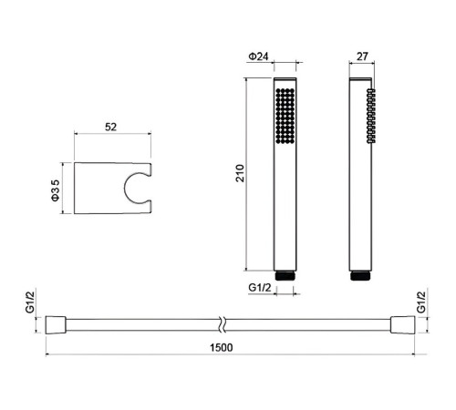 Душевой набор Aquanet Европа 1jet оружейная сталь AQ2034BGM