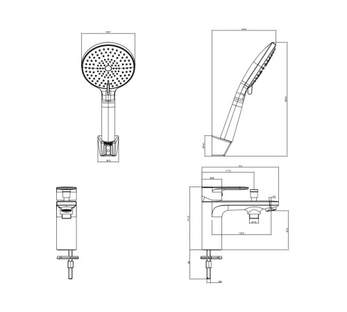 Смеситель на борт ванны Aquanet Ника на 1 отверстие матовый черный AQ1844MB