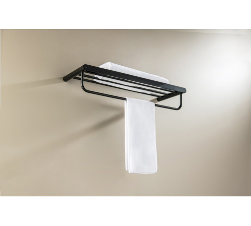 Полка для полотенец Aquatek Лира матовый черный AQ4415MB