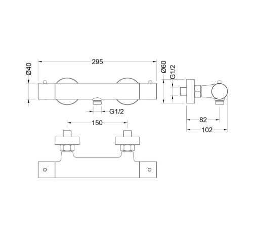 Смеситель для душа термостатический Aquanet Европа оружейная сталь AQ1363BGM
