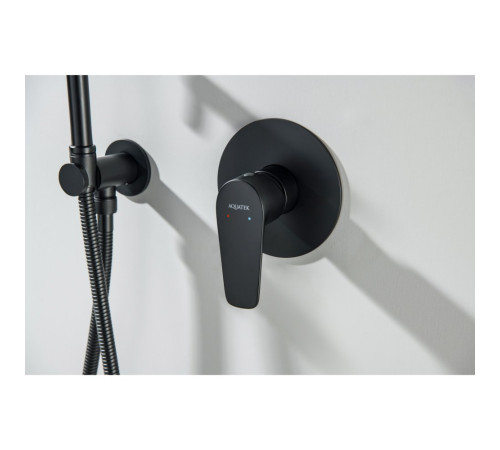 Набор с гигиеническим душем AQUATEK БЕТТА (смеситель + лейка + шланг) матовый черный AQ1119MB