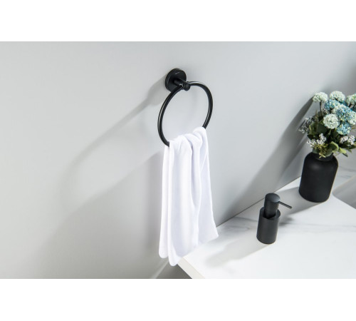 Полотенцедержатель-кольцо Aquatek Оберон матовый черный AQ4212MB