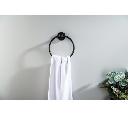 Полотенцедержатель-кольцо Aquatek Оберон матовый черный AQ4212MB