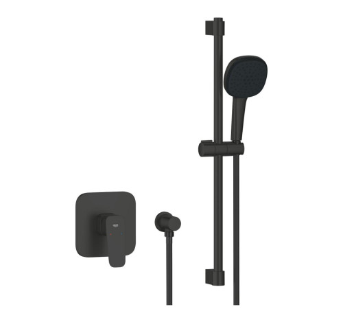 Душевой комплект GROHE CUBEO со смесителем скрытого монтажа и гарнитуром Tempesta Cube 110 матовый черный 1053352430